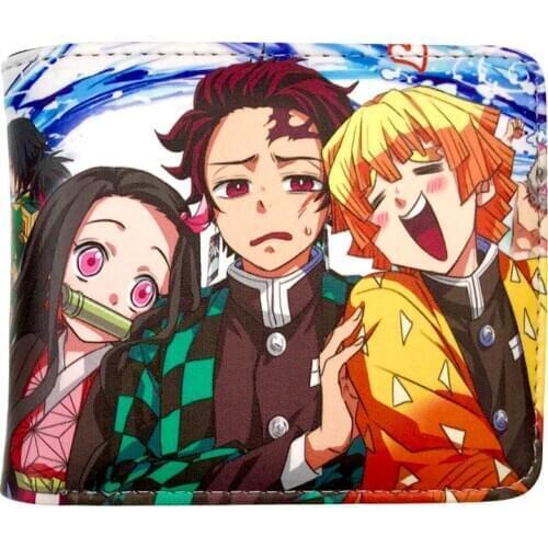 Anime Cartoon demon slayer Kamado Tanjirou Agatsuma Zenitsu Kamado Nezuko wallet Purse With card holder Coin Pocket