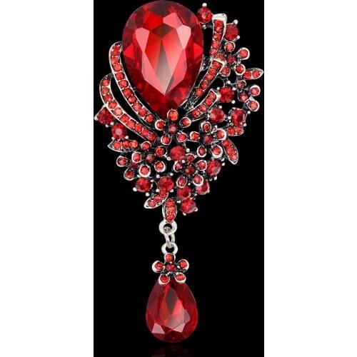 Crystal Brooches for Dress Big Large Rhinestone Flower Collar Pin Coat Shirt Hat Accessories Women Femme Ladies Female Jewelry