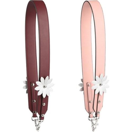 PU Leather Handbags Flower Bag Strap with Accessories 110cm Adjustable Sweet Style Bag Strap Luxury Flower Long Belt for Women