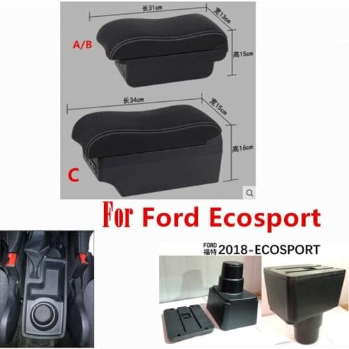 For Ford-2018-Ecosport armrest box central Store content armrest box with USB interface