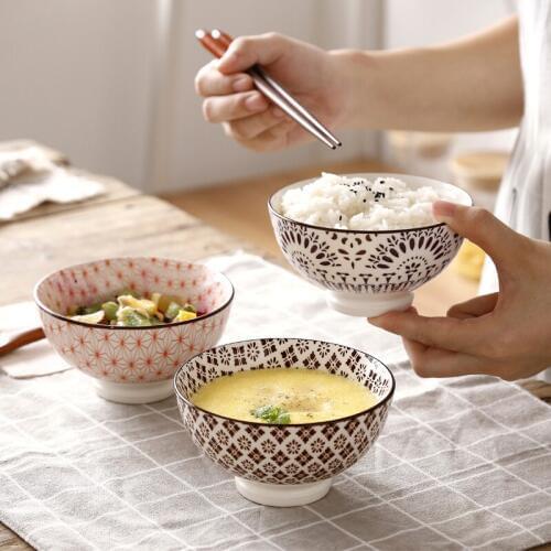EECAMAIL Creative 4.5 inch Japanese-style Printing Color Ceramic Tableware Home Restaurant High Foot Anti Scalding Small B