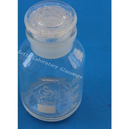 250ml Lab Glass Reagent bottle, wide mouth, with ground stopper