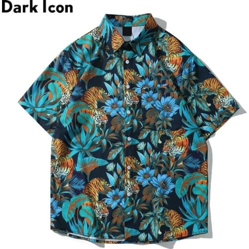 Dark Icon Full Printed Hawaiian Shirt Men Women Summer Thin Material Mens Shirt Outerwear Man Blouse