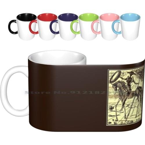 Don Quixote : Vintage Dali Abstract Painting Print Ceramic Mugs Coffee Cups Milk Tea Mug Don Quixote Shields Lance Flowers