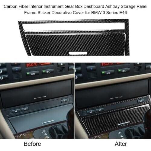 Carbon Fiber Car Interior Instrument Gear Box Dashboard Ashtray Storage Panel Frame Sticker Car Styling for BMW 3 Series E46