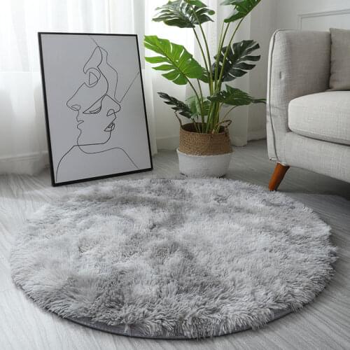 Nordic Gradient Color Carpet Bedside Area rug for living room Round Non-slip Plush Rug for Living Room Tie Dye Floor Fluffy Mats