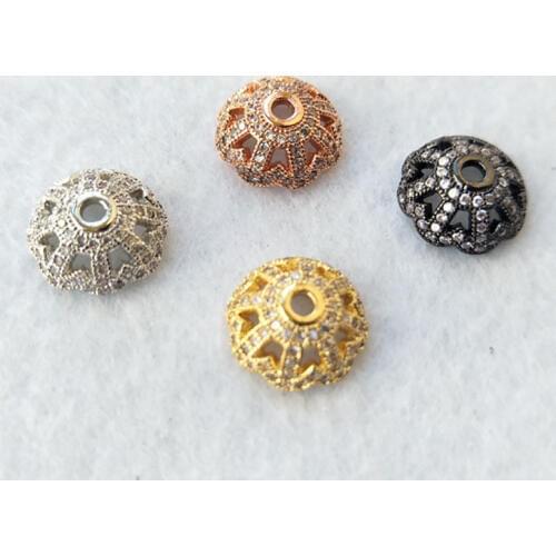 10 Pcs CZ zircon crystal Micro pave Connector round Spacer Beads for DIY Making Bracelet necklace Jewelry Finding BD240