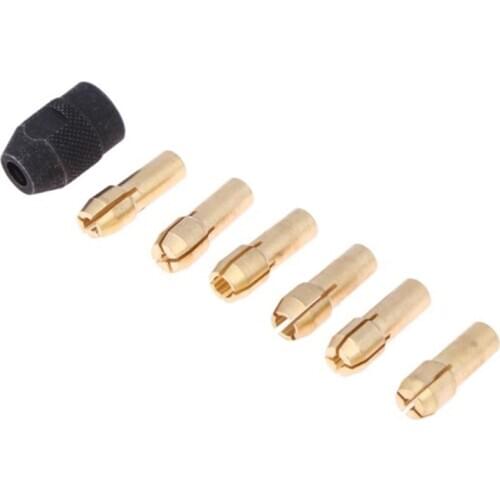 Hot 7Pcs Dremel Brass Collet 1.0/1.6/2.0/2.4/3.0/3.2 +Dremel Check M8X0.75