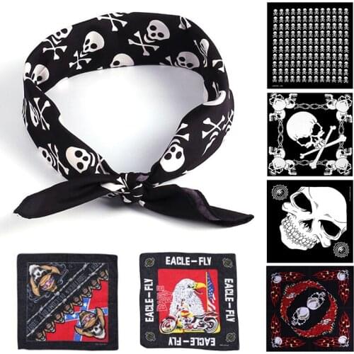 Hot Selling Pure Cotton Skull Style Black Men And Women HIP HOP Autumn Winter Square Scarf Halloween Ghost Head Scarf