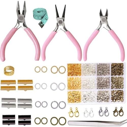 LMDZ Jewelry Jump Rings Lobster Clasps 3 Pieces Jewelry Pliers Soft Tape Measure Brass Jump Ring Opener Jewelry Making Tools