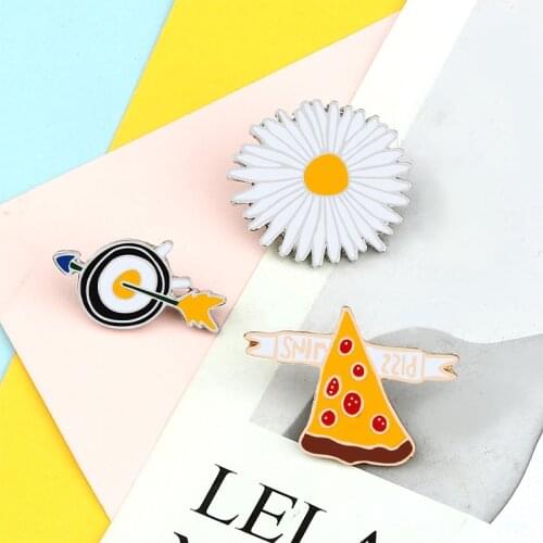 Metal Enamel Pin Cartoons Pizza Bow Flower Fashion Brooches Jewelry for Women Men Shirt Denim Bag Button Lapel Pins Accessories
