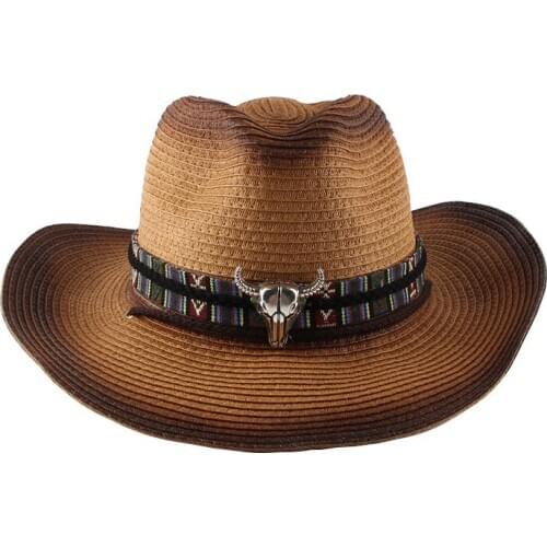 European and American style fashion big brim western cowboy hat roll-up sunscreen straw hat