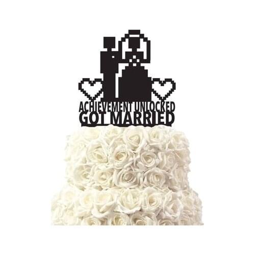 Wedding cake toppers for gamers, achievement unlocked, other colors also possible, custom made cake topper