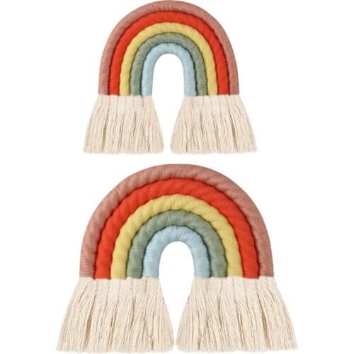 Nordic Style Macrame Rainbow Wall Hanging For Kids Room Decor Woven Tapestry Pendant Decoration
