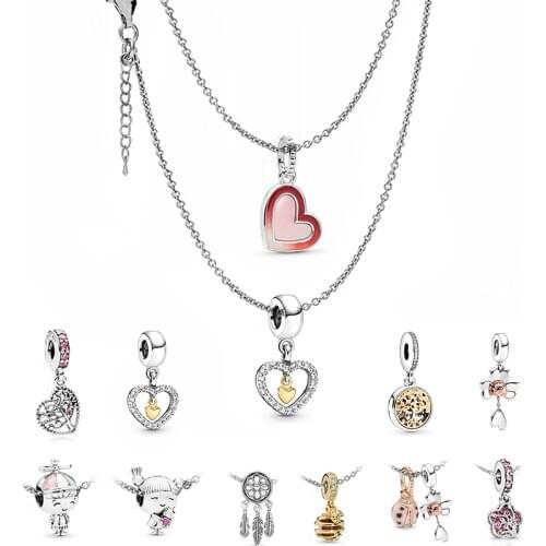 New Arrival silver-plate Love Double Heart Enamel Ladie Forever Love For Fine Necklace Jewelry Wholesale Gift For Woman