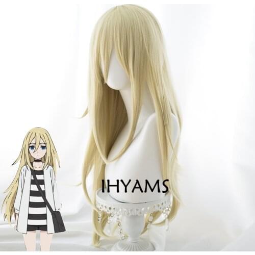 Anime Angels of Death Rachel Gardner Ray 80cm Long Straight Blonde Cosplay Wig Synthetic Full Hair + Wig Cap