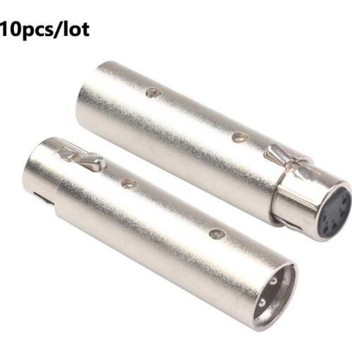 10pcs 3 Pin XLR Male To 5 Pin XLR Female Connector Adapter Socket Converter For Camcorder DMX Signal Light Plug
