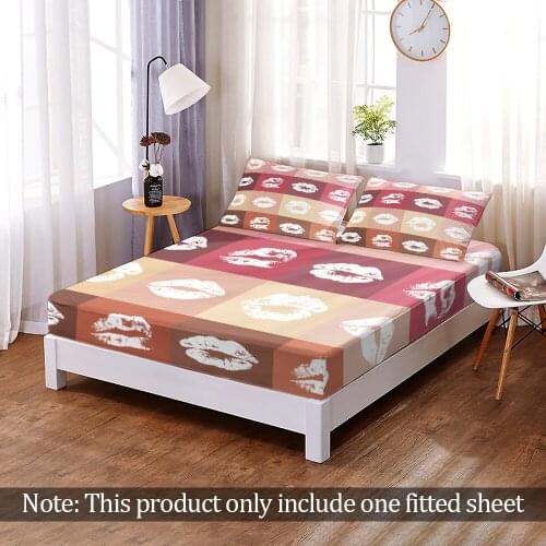Custom Fashion 3D Print Modern Sexy Lip Print Fitted Sheet Elastic Band Bed Sheet Bedroom Flats Home Decor Queen King Adult
