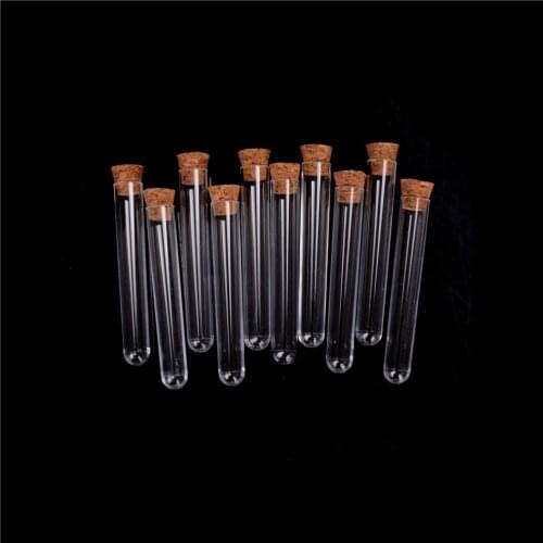 10pcs 12x75mm Transparent Laboratory Clear Plastic Test Tubes With Corks Caps School Lab Supplies Wedding Favor Gift Tube