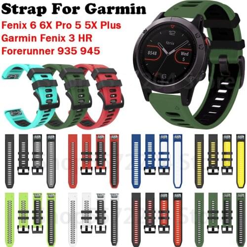 26 22mm Quick Release Watchband For Garmin Fenix 6X Pro 5X 3 HR Soft Silicone Easyfit Wrist Band for Garmin Forerunner 935 945