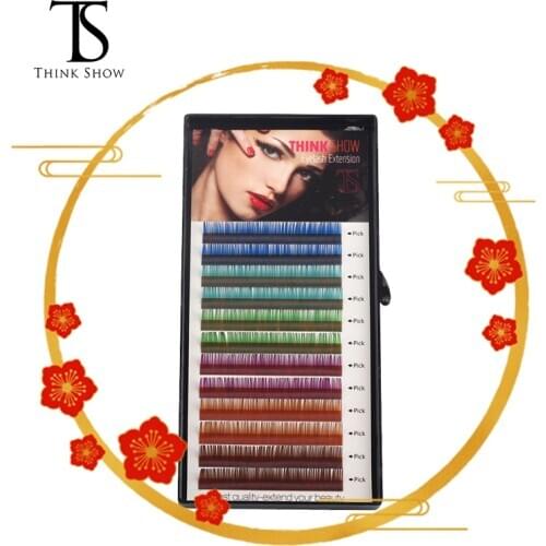 THINKSHOW All Size 0.07 Thickness Silk Volume Color Eyelash Individual Eyelash Natural and Soft Eyelash Extension Makeup Tools