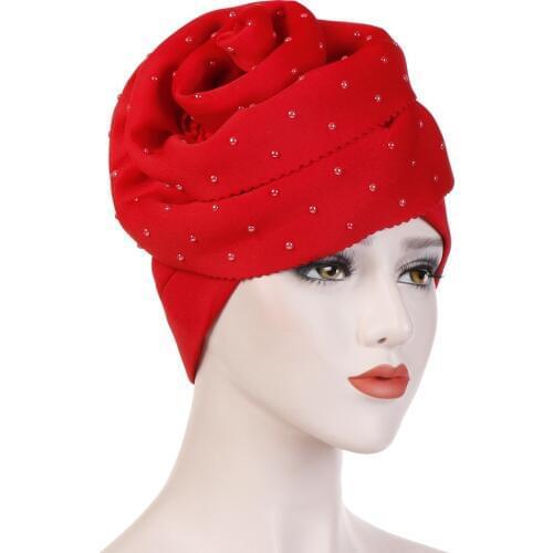 Flower Ceramics Search Edge Solid Color Scarf Hat Cotton-padded Cap Hijab Caps Turban Muslim Dress Headscarf