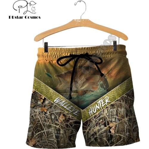 Trout and Walleye Fishing 3D Printed Mens Shorts Unisex Streetwear Summer Beach Loose Shorts Casual Pants Polyester SDM11