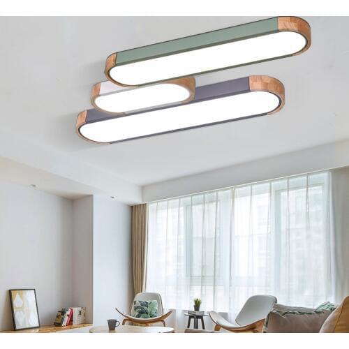 Nordic Led Wood Ceiling Light Fixture Modern Long Home Lighting for Living Room Kitchen Bedroom Indoor Lamp Luminaire Decoration