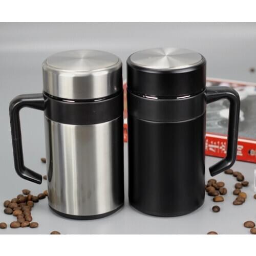 400ml 304 Stainless Steel Insulated Water Cup with Handle Fashion Office Business Thermos with Tea Filter Travel Vacuum Flask