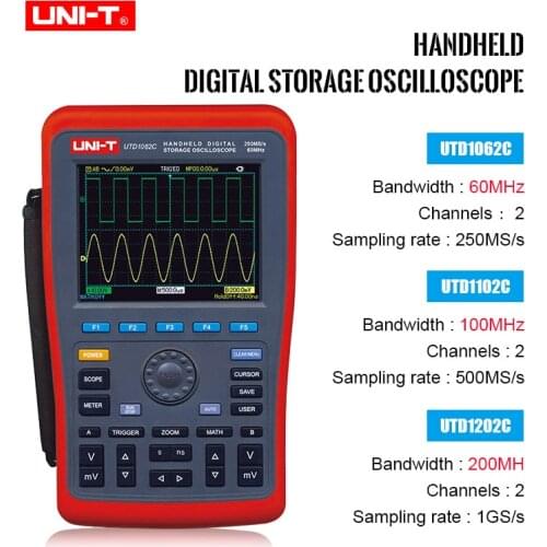 UNI-T UTD1062C UTD1102C UTD1202C Handheld Digital Storage Oscilloscope+Waveform Generator+Multimeter with USB