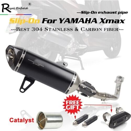 Xmax 300 250 Slip-On Exhaust Pipe Carbon Fiber Muffler Exhaust Pipe For Yamaha XMAX 250 300 cc 2017 2018 with DB killer& laser