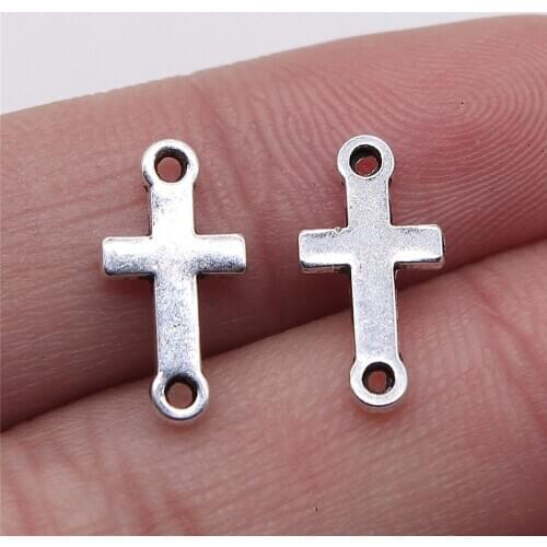 WYSIWYG 20pcs 8x15mm Cross Connector Charms For Jewelry Making Antique Silver Color Jewelry Accessories