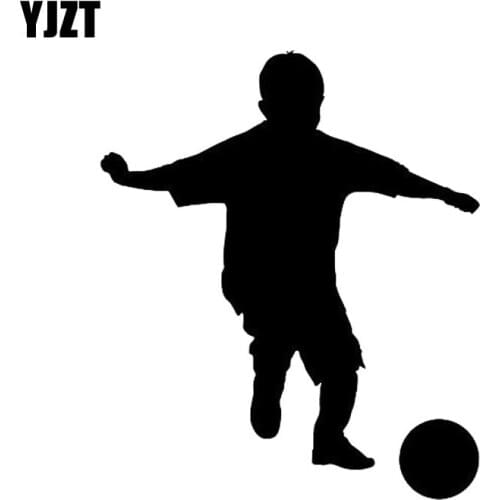 YJZT 12.5CM*14.6CM Football Player Soccer Boy Creative Stickers Car Accessories Decorative Car Styling Decal C31-0069