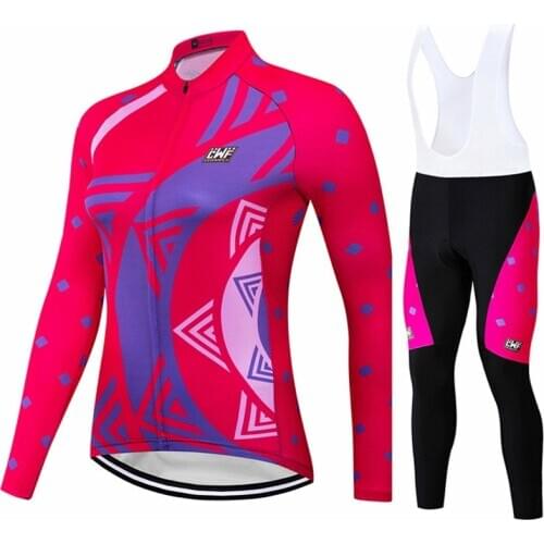 DWF Female Cycling Jersey Long Sleeves Road Cycling Clothes Spring Autumn Breathable Long Sleeves Bicycle Womens Jersey Set