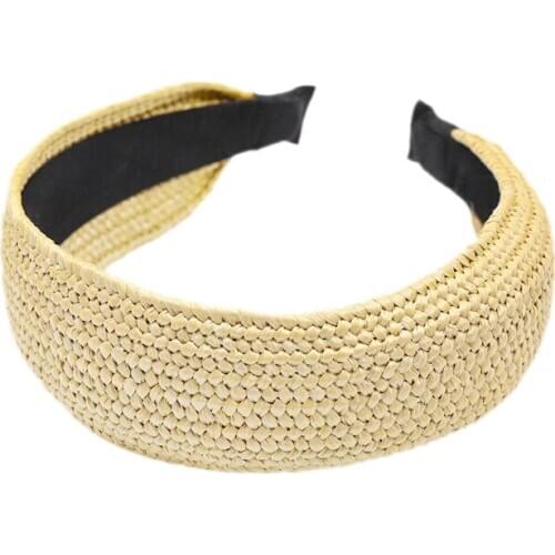 Women Wide Hairbands Lafite Straw Handmade Headband Twist Knot Headwear Vocation Style Hair Band New Girls Hair Accessories