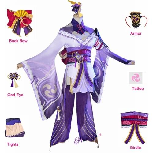 Game Genshin Impact Shogun Raiden Cosplay Costume Baal Genshin Cosplay Wig Kimono Suits Sexy Women Uniform Dress Full Set