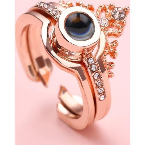 Female Ring 100 languages I love you Projection Ring Romantic Love Memory Wedding Ring Jewelry Dropshipping