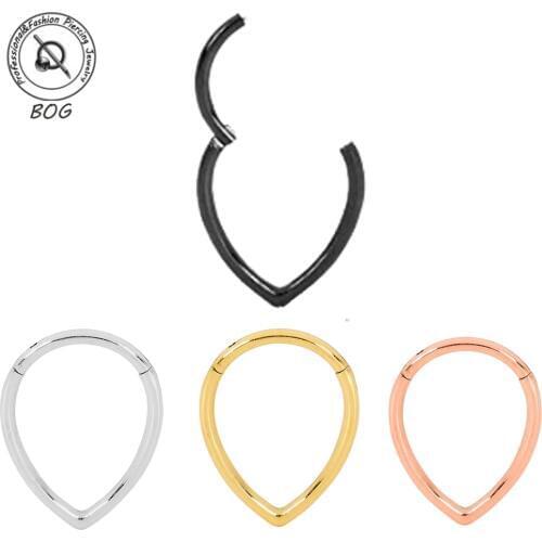 1PC Surgical Steel 16G Hinged Tear Drop Segment Ring Septum Clicker Hoop Nose Labret Ear Tragus Cartilage Daith Helix Earring