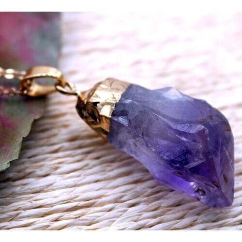 1PC Natural Amethyst Pendant Quartz Crystal Chakra Healing Stone Fashion Pendant Couple Decoration DIY Gift
