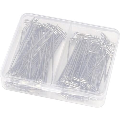 100 Pieces Mixed Sizes Steel Wig T-Pins with Plastic Stroage Box 54mm & 45mm T Needles Wig Sewing Cord for Holding Wigs