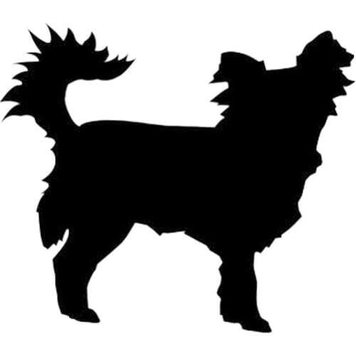 12.4*10.8CM Long Haired Chihuahua Animal Car Sticker Cute Funny Pet Dog Window Decals Black/Silver C6-1735