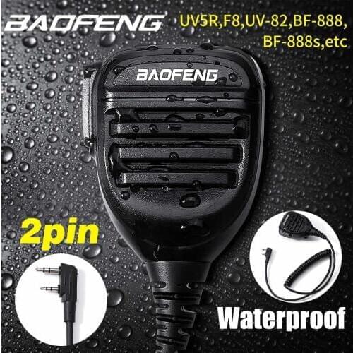 BaoFeng 2 Pin Waterproof Handheld Microphone Speaker Mic for Baofeng Walkie Talkie UV5R,UV5RA,UV-82,DM-5R Plus,BF-888s RadioNew