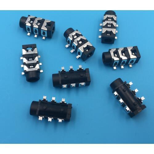 20pcs 3.5 mm Female Audio Connector SMT 6Pin Stereo Headphone Jack PJ313D PJ-313D SMD 6Pin