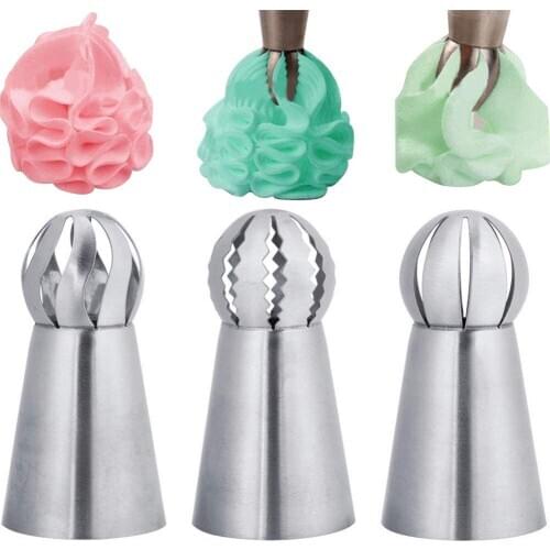 3pcs Stainless Steel Cake Nozzle And Icing Piping Cream Pastry Bag Set Flower Mouth Cream Pastry Tips Nozzles Cake Nozzle Tools