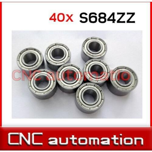 40pcs 684 S684ZZ S684-2Z 4*9*4 Miniature stainless steel deep groove Radial shaft ball bearing