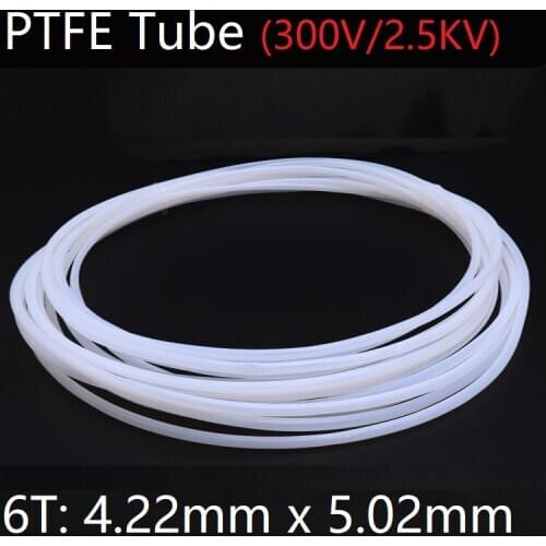 6T 4.22mm x 5.02mm PTFE Tube T eflon Insulated Rigid Capillary F4 Pipe High Temperature Resistant Transmit Hose 300V White