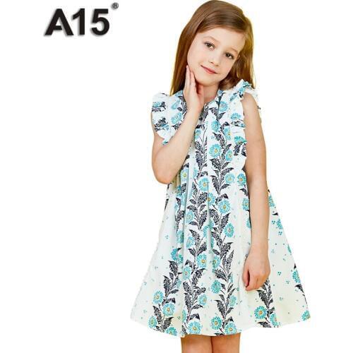 A15 Girl Clothes Princess Dress 2018 Brand Girls Dress White Cute European and American Kids Dresses for Girls Summer Age 3-12 Y