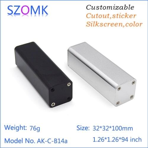 1 piece, 32*32*100mm black/ silver electronic diy aluminum project box aluminum extrusion enclosure for pcb aluminum housing