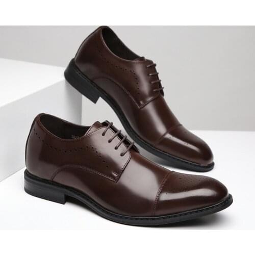 Top Quality Men Brogue Shoes Lace-Up Formal Casual Business Genuine Leather Office Size 38-43