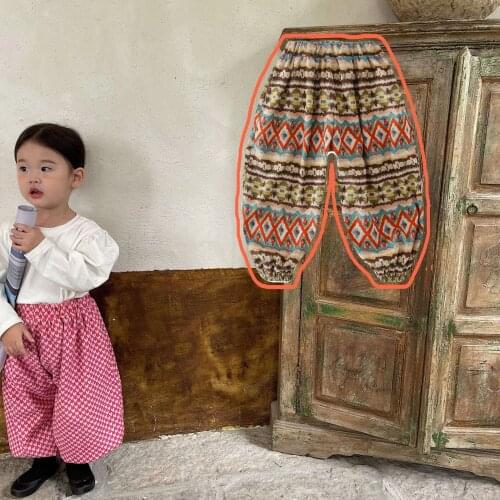 Pants Ankle Length Elastic Waist Solid Cotton New Fashion Casual Regular Simple Korean Spring Autumn Children Kids Girls